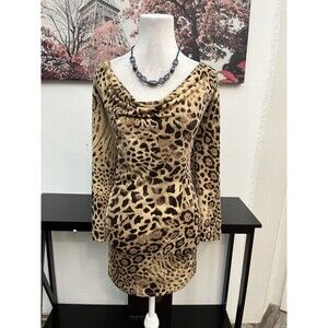 Jones New York Women’s Top Blouse Plus Size 2XL Animal Print Cowl Neck Pullover